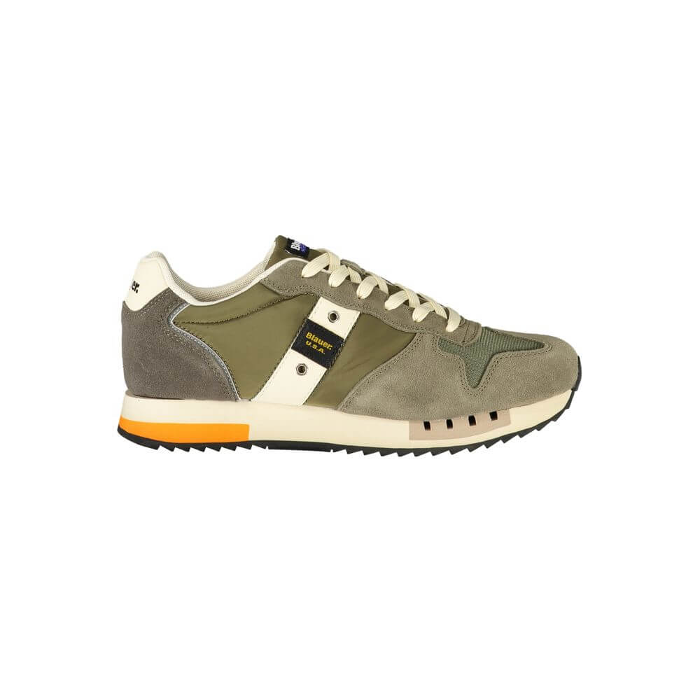 Blauer Green Polyester Men Sneaker with removable footbed and second laces for customization.
