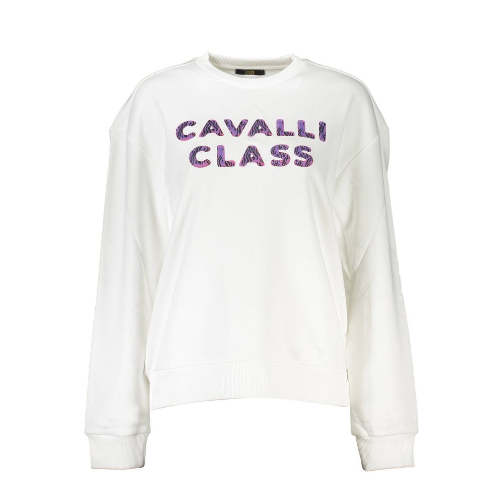 Cavalli Class White Cotton Sweatshirt