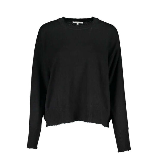 Patrizia Pepe Black Fabric Sweater with long sleeves, crew neck, and contrast details.