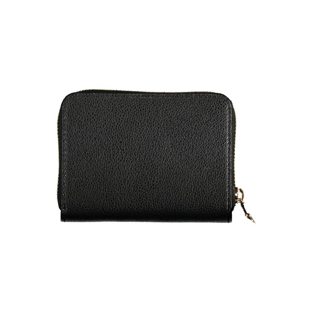 Patrizia Pepe Black Leather Wallet with compartments, coin purse, card spaces and zip closure.