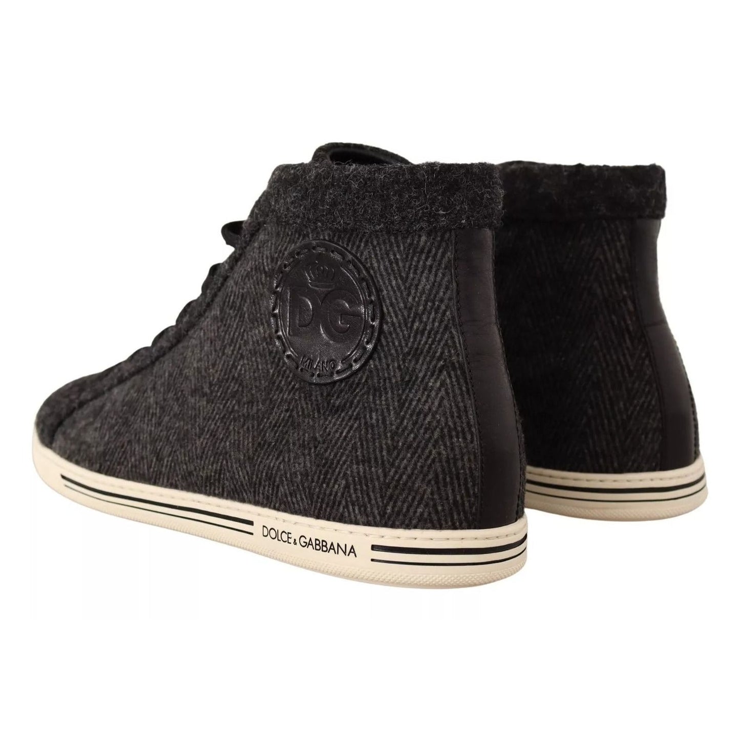 Dolce & Gabbana Gray Wool Cotton Casual High Top Sneakers MV4370 -44