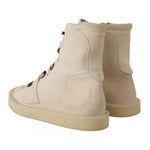 Dolce & Gabbana White Leather Lace Up Mens Boots MV4384-44