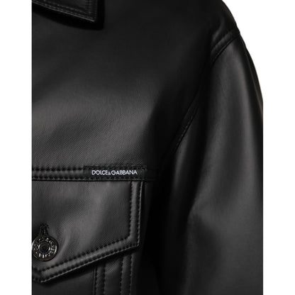 Dolce & Gabbana Black Polyester Button Down Biker Jacket