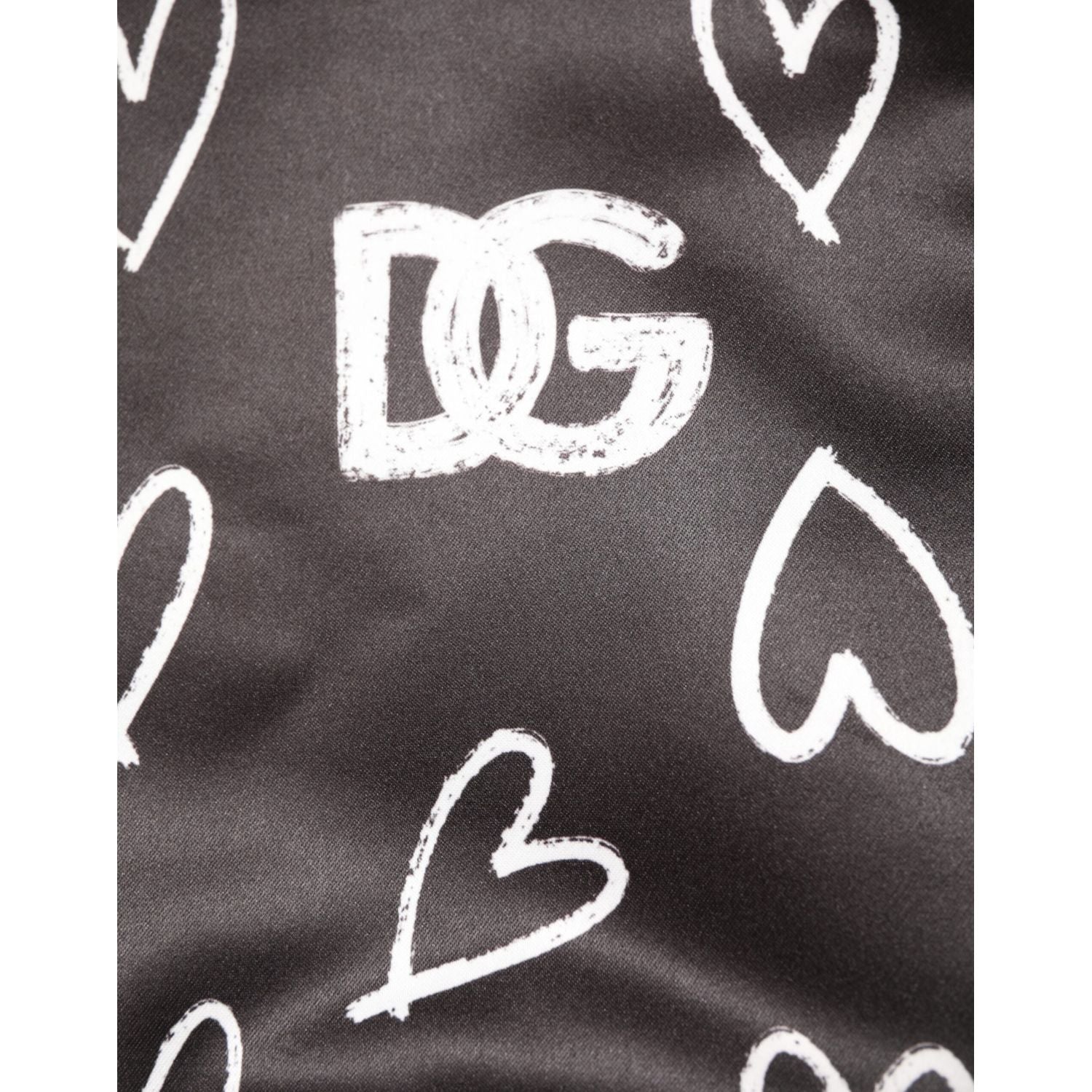Dolce & Gabbana Black Polyester Heart Print Bomber Jacket