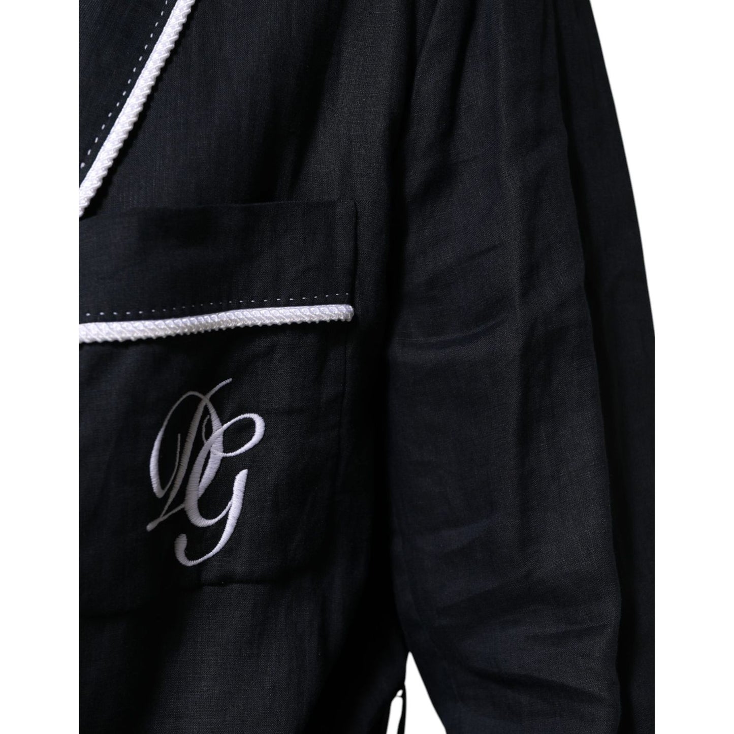 Dolce & Gabbana Dark Blue DG Embroidery Jacket Robe Blazer