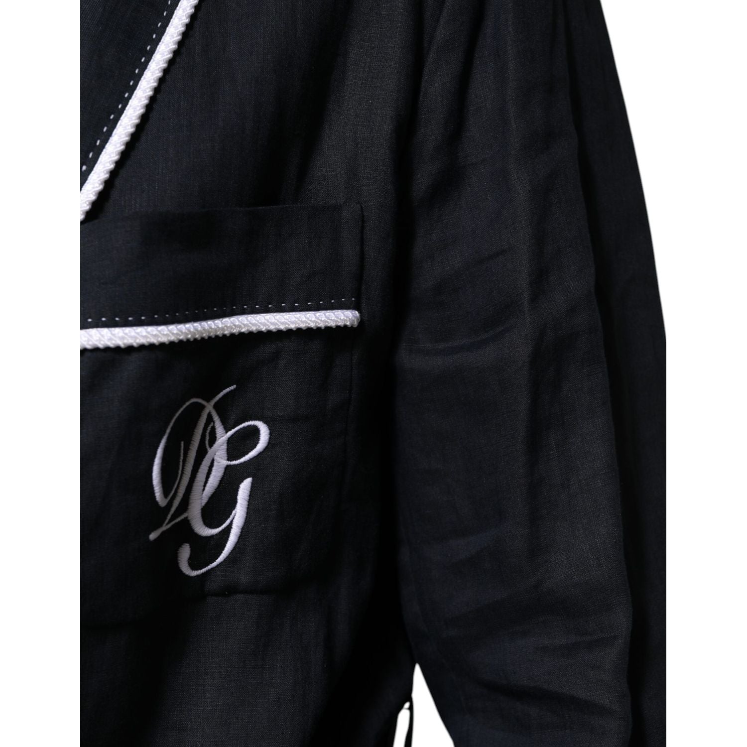 Dolce & Gabbana Dark Blue DG Embroidery Jacket Robe Blazer