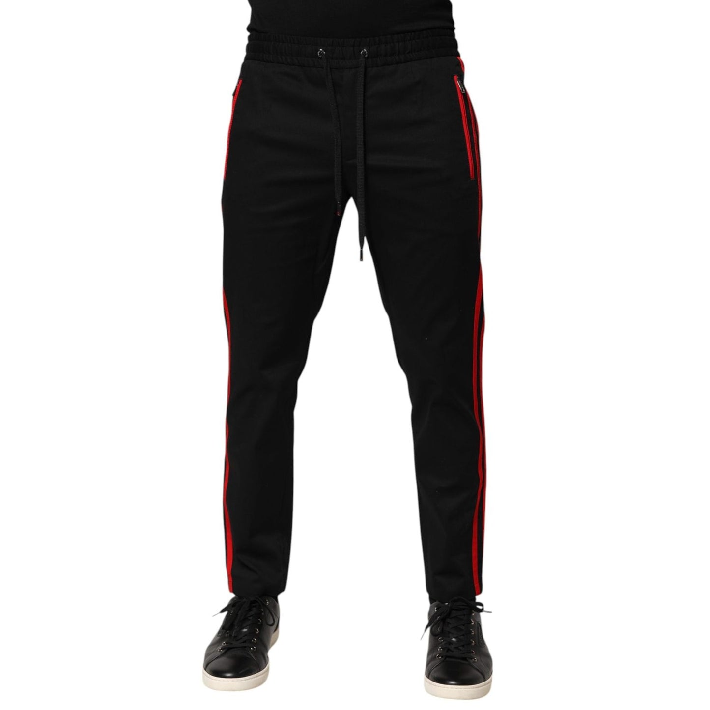 Dolce & Gabbana Red Stripe Cotton Logo Jogger Sweatpants Pants PAN76611-46