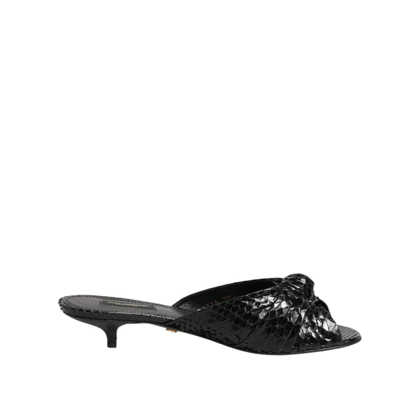 Dolce & Gabbana Black Leather Heels Slides Sandals Shoes LA11468-38