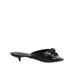 Dolce & Gabbana Black Leather Heels Slides Sandals Shoes LA11468-38