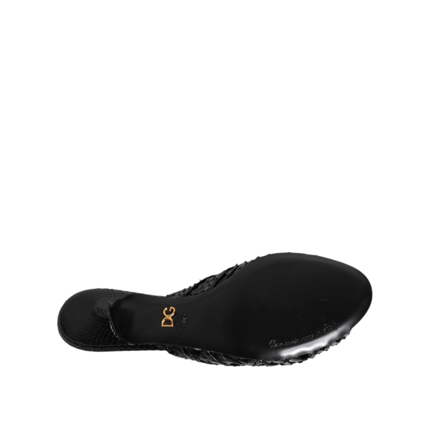 Dolce & Gabbana Black Leather Heels Slides Sandals Shoes LA11468-38