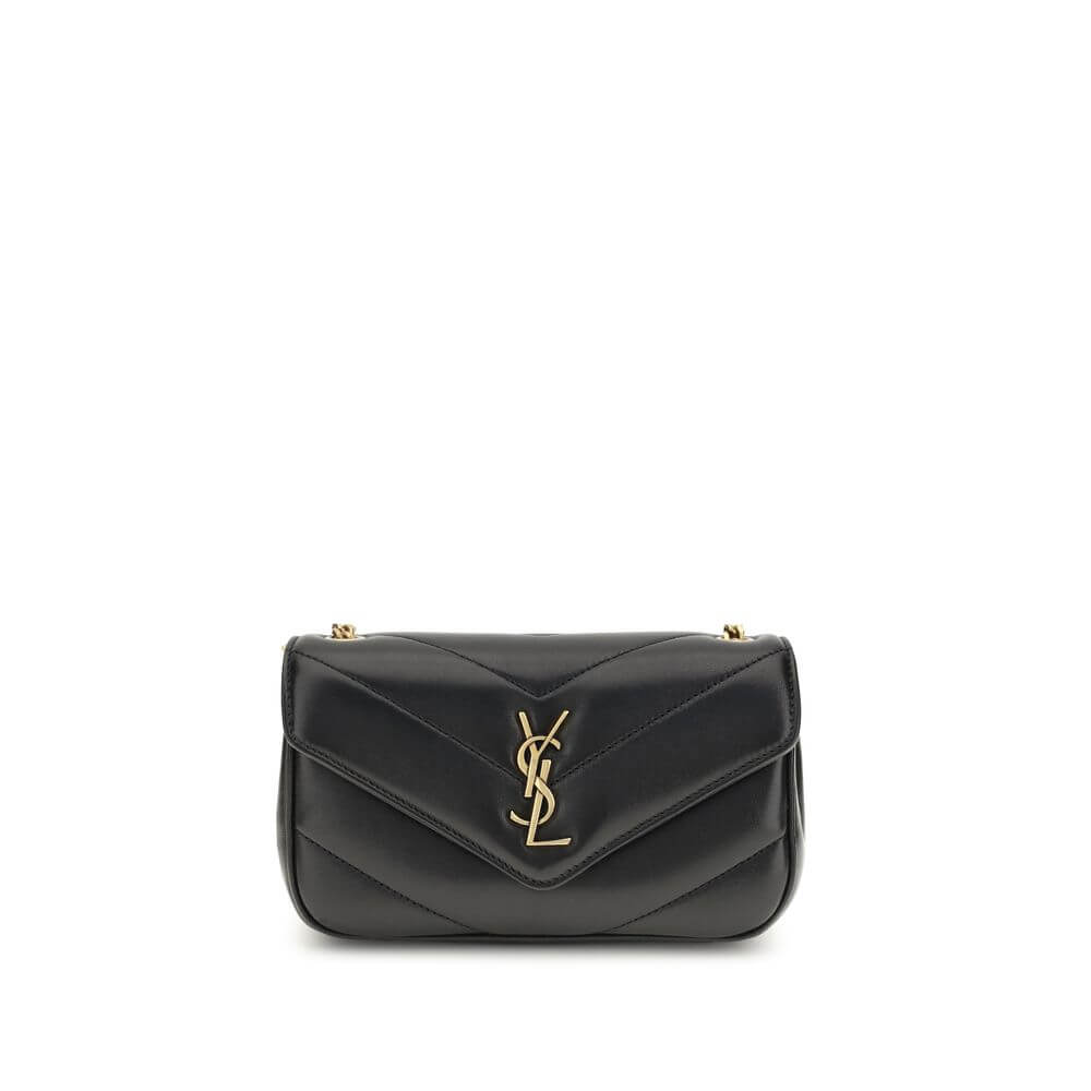 Saint Laurent Black Lamb Ovis Aries Aries Shoulder Bag with YSL logo and quilted leather design