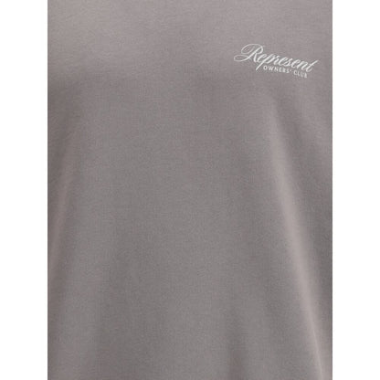 Represent Gray Cotton Sweatshirt with logo, ribbed hem and cuffs, perfect for urban casual looks, Autumn Winter 2025.