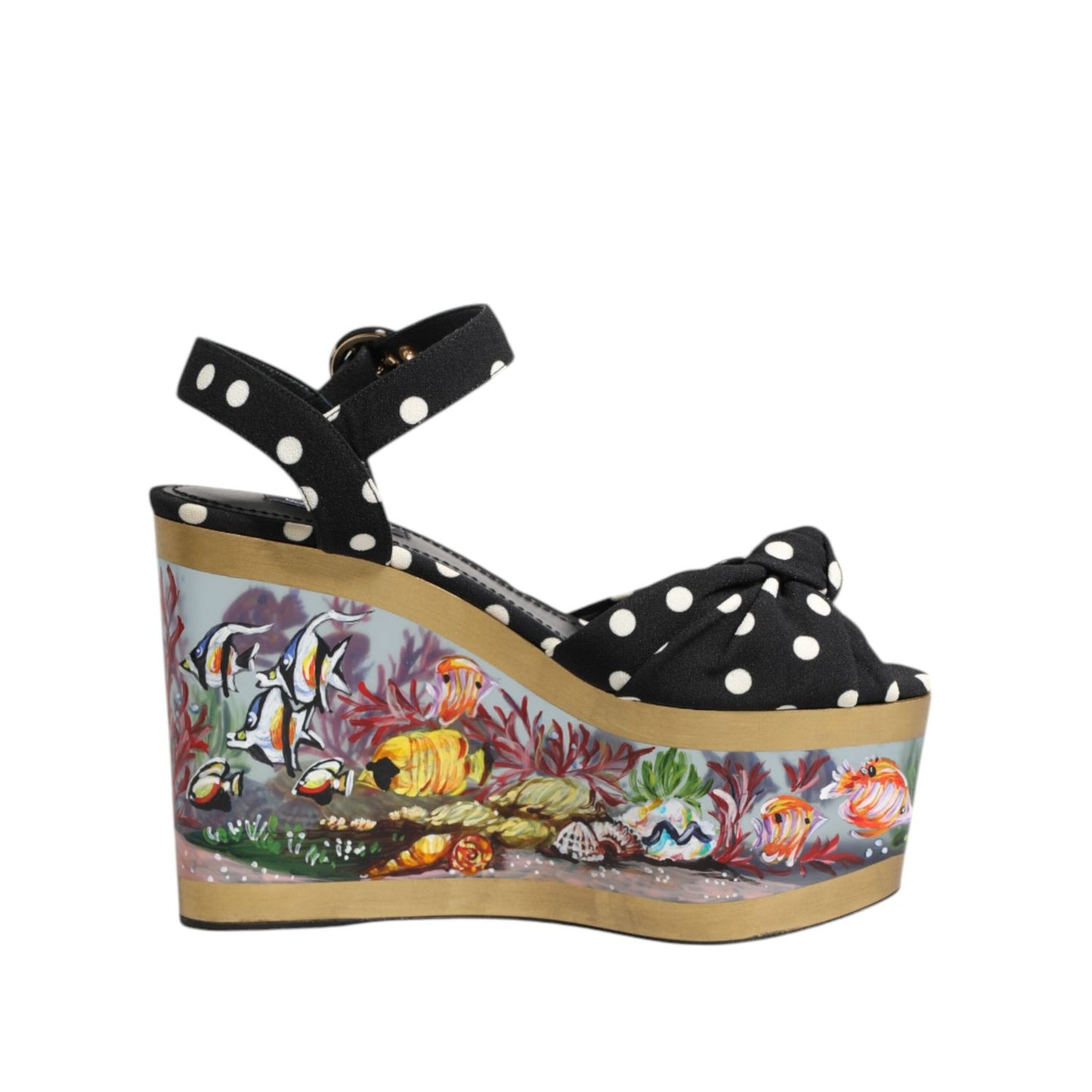 Dolce & Gabbana Multicolor Fish Polka Dot Wedge Sandals Shoes