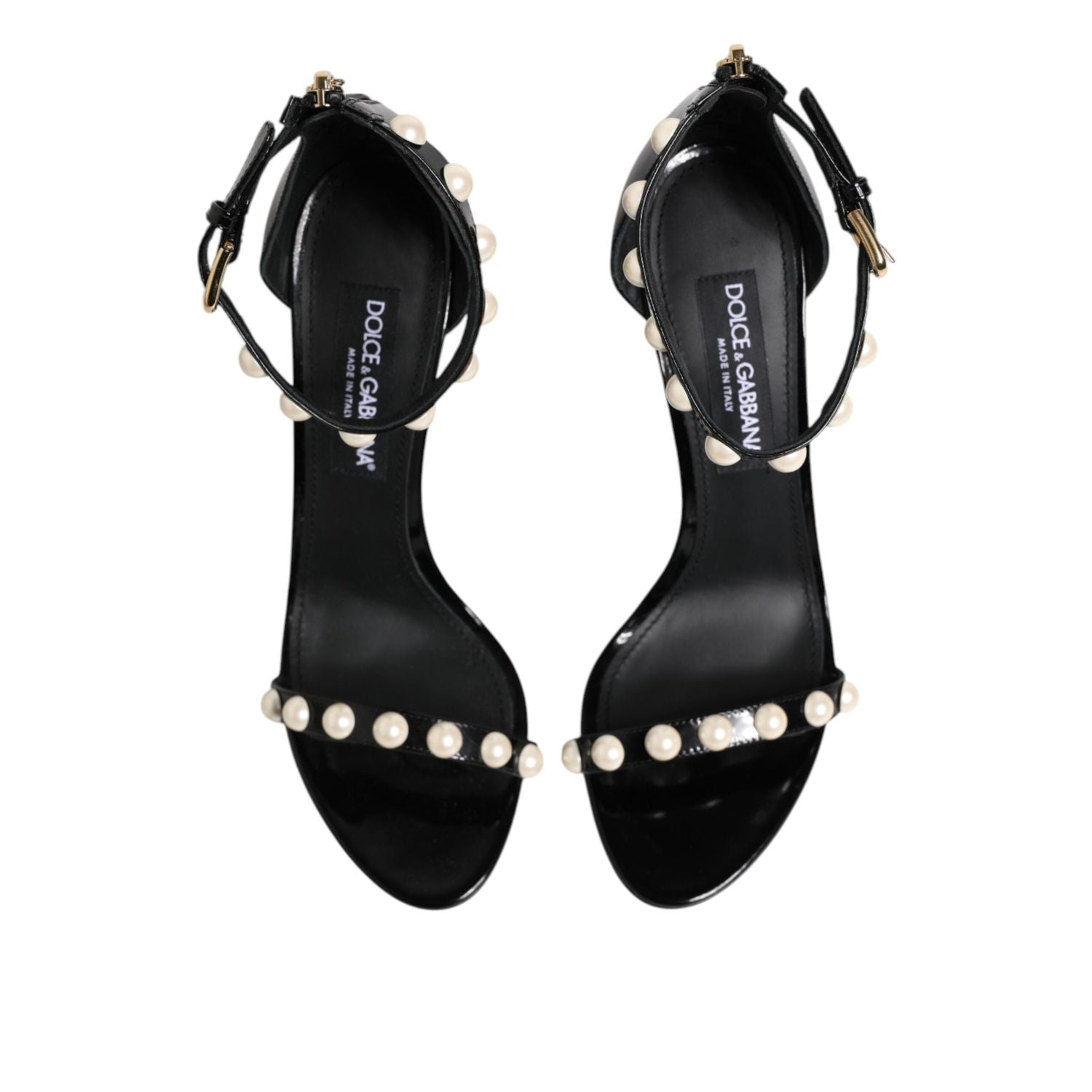 Dolce & Gabbana Black KEIRA Pearl Embellished Sandals Shoes