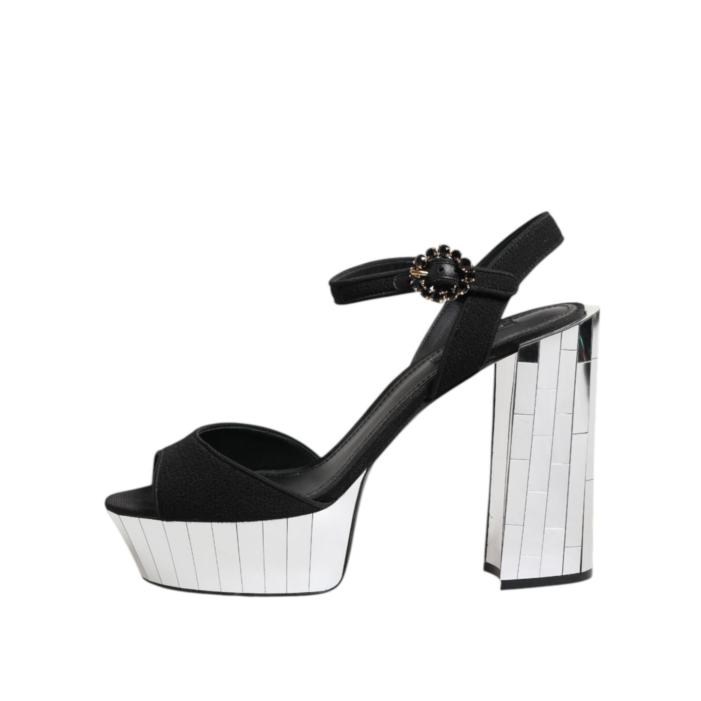 Dolce & Gabbana Black Crystal Ankle Strap Keira Sandal Shoes