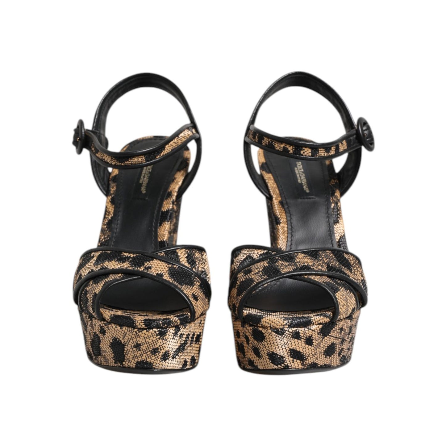 Dolce & Gabbana Brown Leopard Wedges Ankle Strap Sandals Shoes Dolce & Gabbana