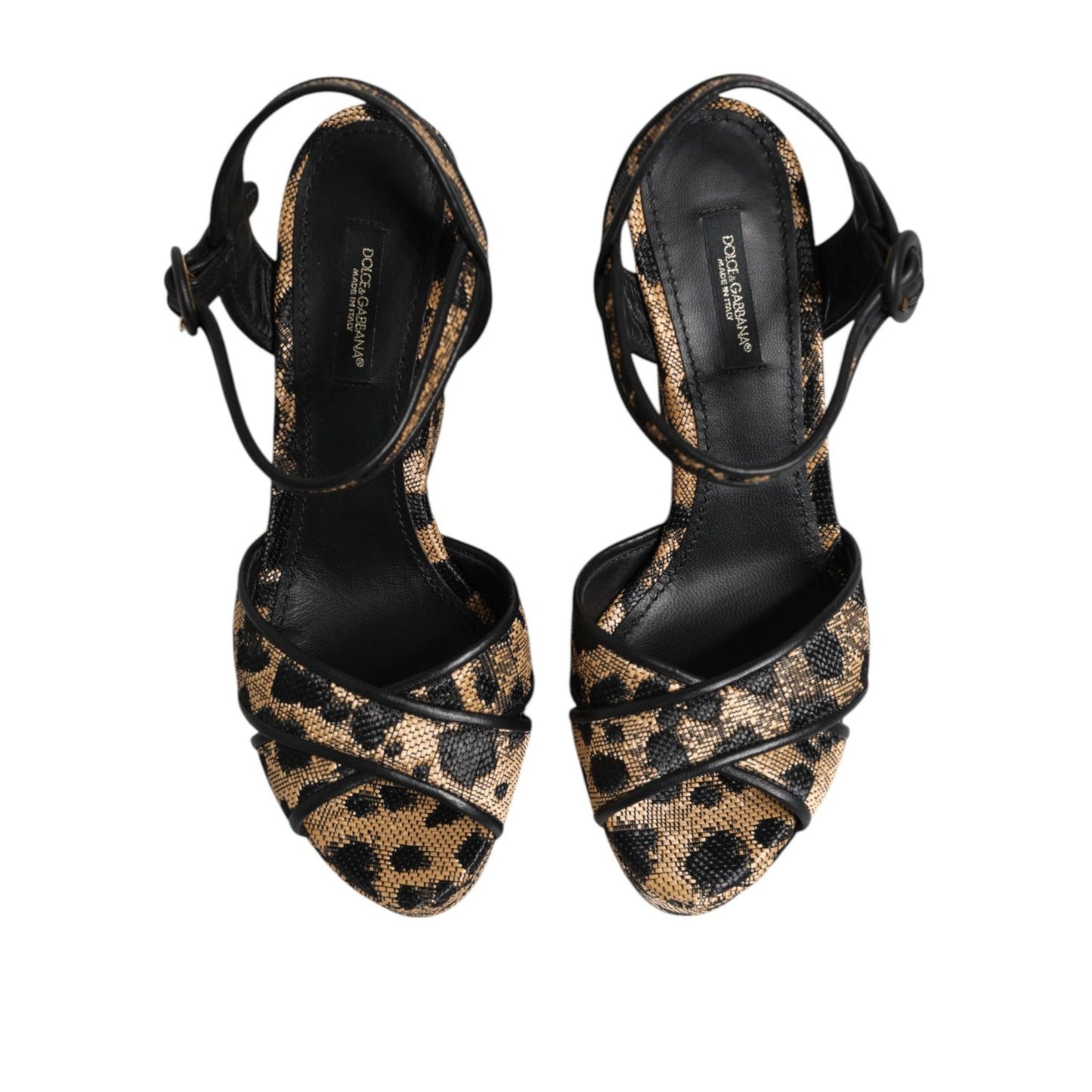 Dolce & Gabbana Brown Leopard Wedges Ankle Strap Sandals Shoes Dolce & Gabbana