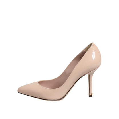 Dolce & Gabbana Beige Patent Leather Stiletto Heel Pumps Shoes Dolce & Gabbana