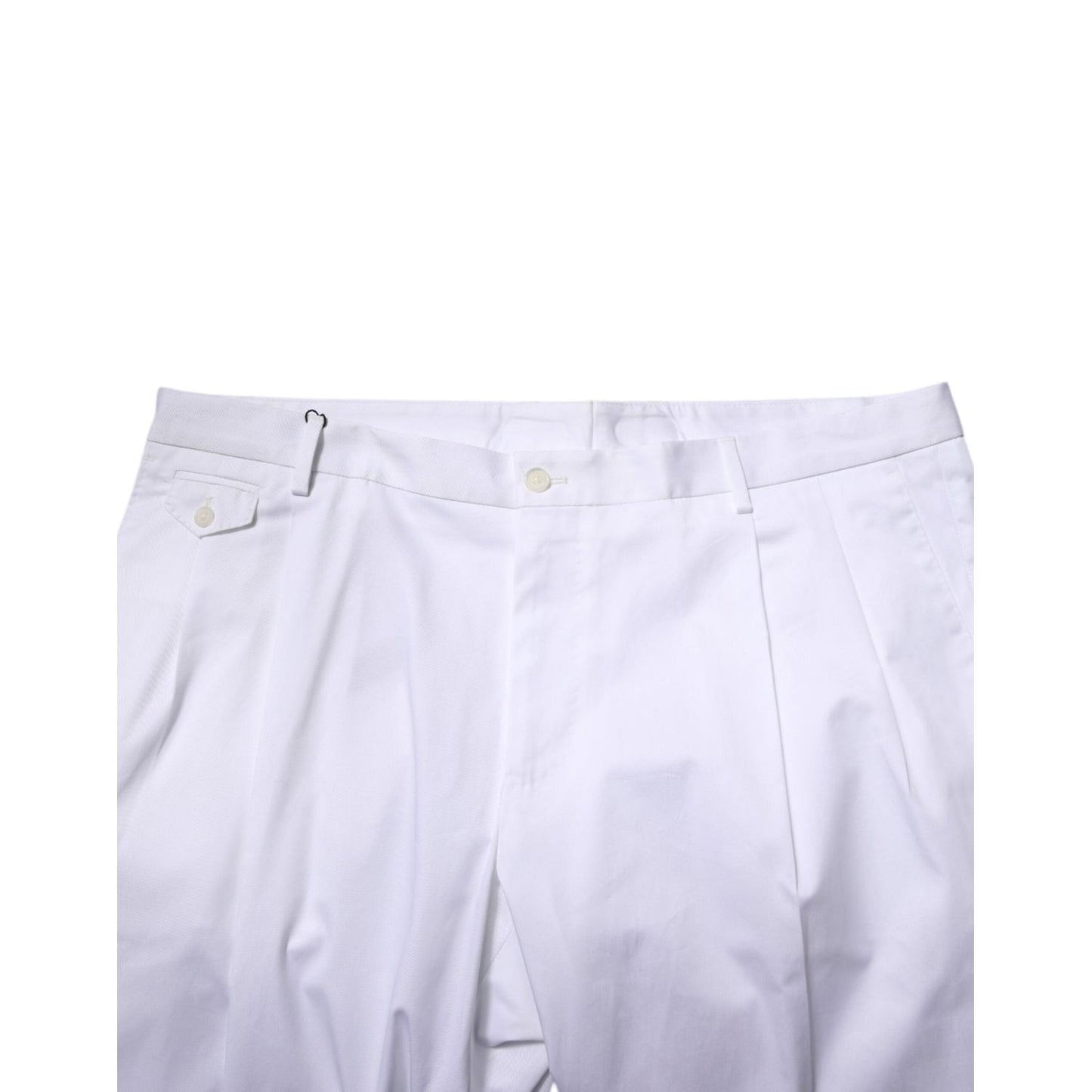 Dolce & Gabbana White Cotton Dress Slim Formal Trouser Pants Dolce & Gabbana