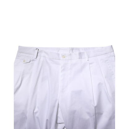 Dolce & Gabbana White Cotton Dress Slim Formal Trouser Pants Dolce & Gabbana