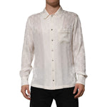Dolce & Gabbana White Silk DG Logo Print Long Sleeves Shirt TSH90639-39