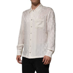 Dolce & Gabbana White Silk DG Logo Print Long Sleeves Shirt TSH90639-39