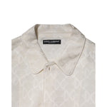 Dolce & Gabbana White Silk DG Logo Print Long Sleeves Shirt TSH90639-39