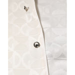 Dolce & Gabbana White Silk DG Logo Print Long Sleeves Shirt TSH90639-39