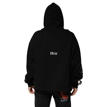 Dolce & Gabbana Black Cotton DG Milano Logo Print Hoodie Sweater Dolce & Gabbana