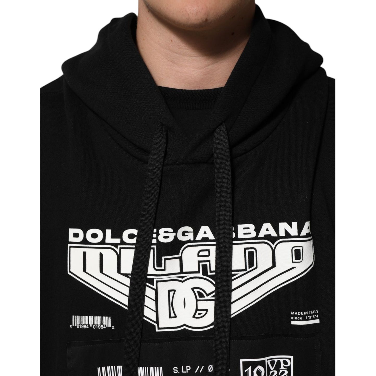 Dolce & Gabbana Black Cotton DG Milano Logo Print Hoodie Sweater Dolce & Gabbana