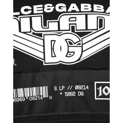 Dolce & Gabbana Black Cotton DG Milano Logo Print Hoodie Sweater Dolce & Gabbana