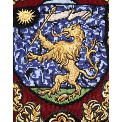 Dolce & Gabbana Burgundy Cashmere Lion Crest Pullover Sweater Dolce & Gabbana