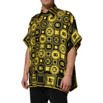 Dolce & Gabbana Yellow Silk Silver DG Logo Geometric T-shirt TSH90637-XS