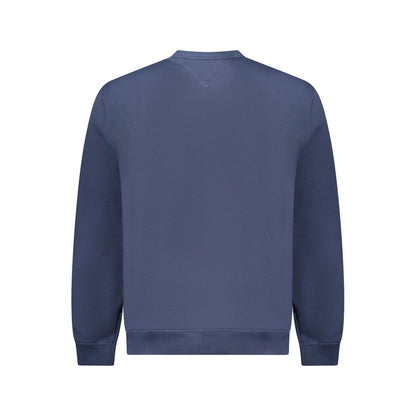 Back view of Tommy Hilfiger Blue Cotton Men Sweater showcasing crew neck and sustainable fabric.