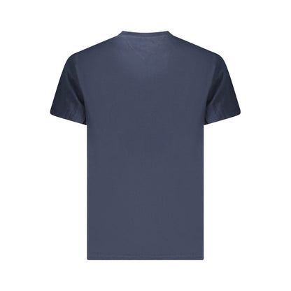 Back view of Tommy Hilfiger Blue Cotton Men T-Shirt showcasing simple design.