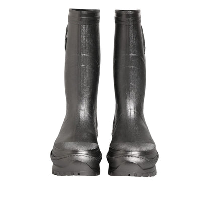 Dolce & Gabbana Black Argento Pull On Rain Boots Shoes Dolce & Gabbana