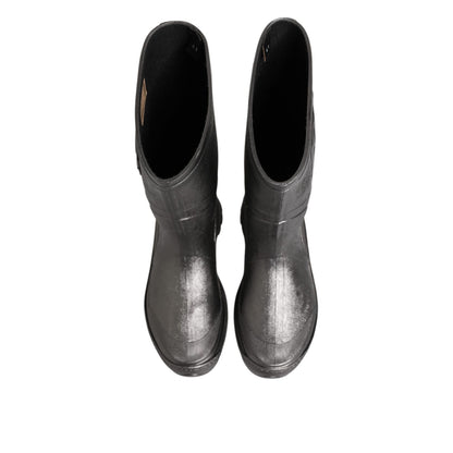 Dolce & Gabbana Black Argento Pull On Rain Boots Shoes Dolce & Gabbana