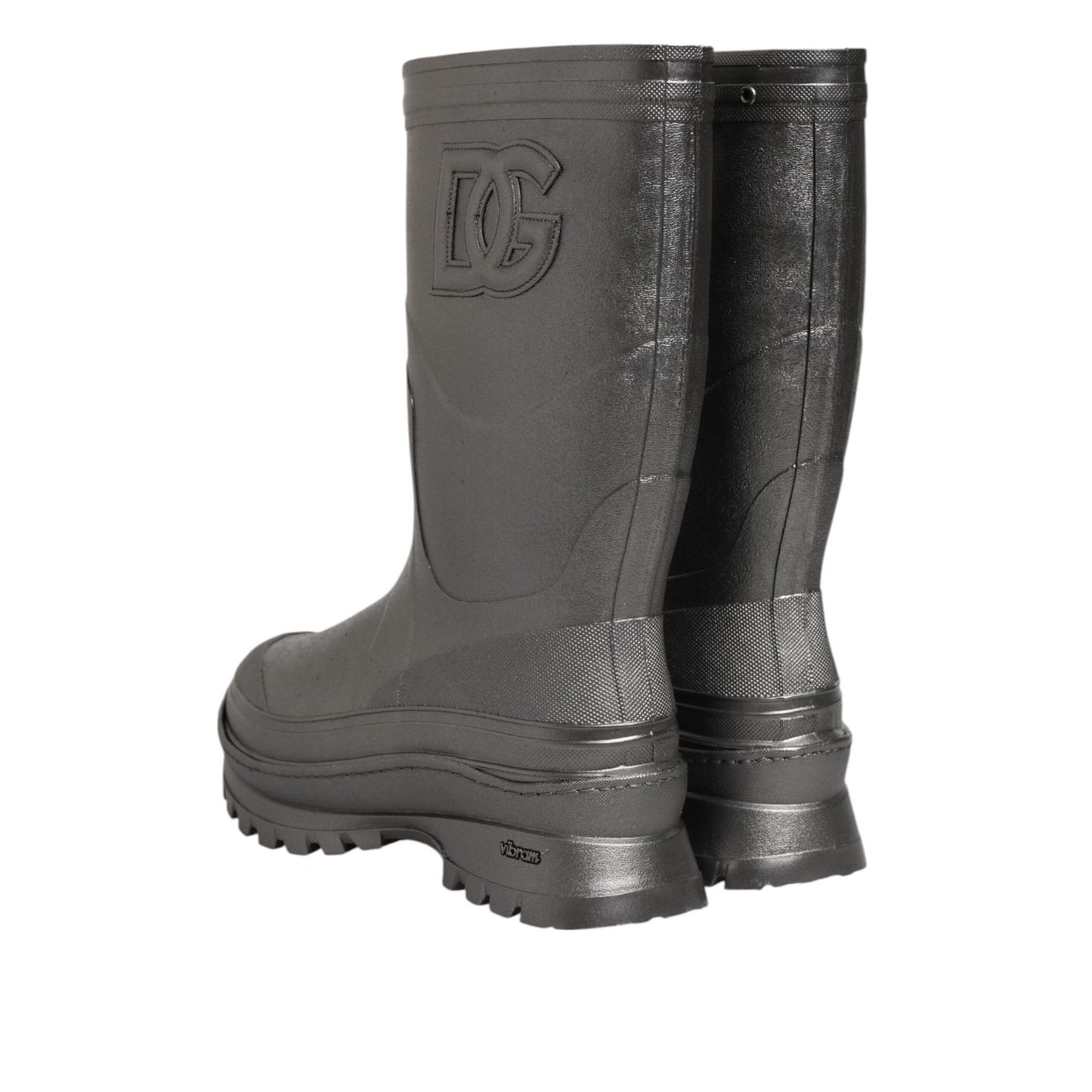 Dolce & Gabbana Black Argento Pull On Rain Boots Shoes Dolce & Gabbana