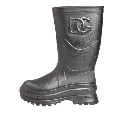 Dolce & Gabbana Black Argento Pull On Rain Boots Shoes Dolce & Gabbana