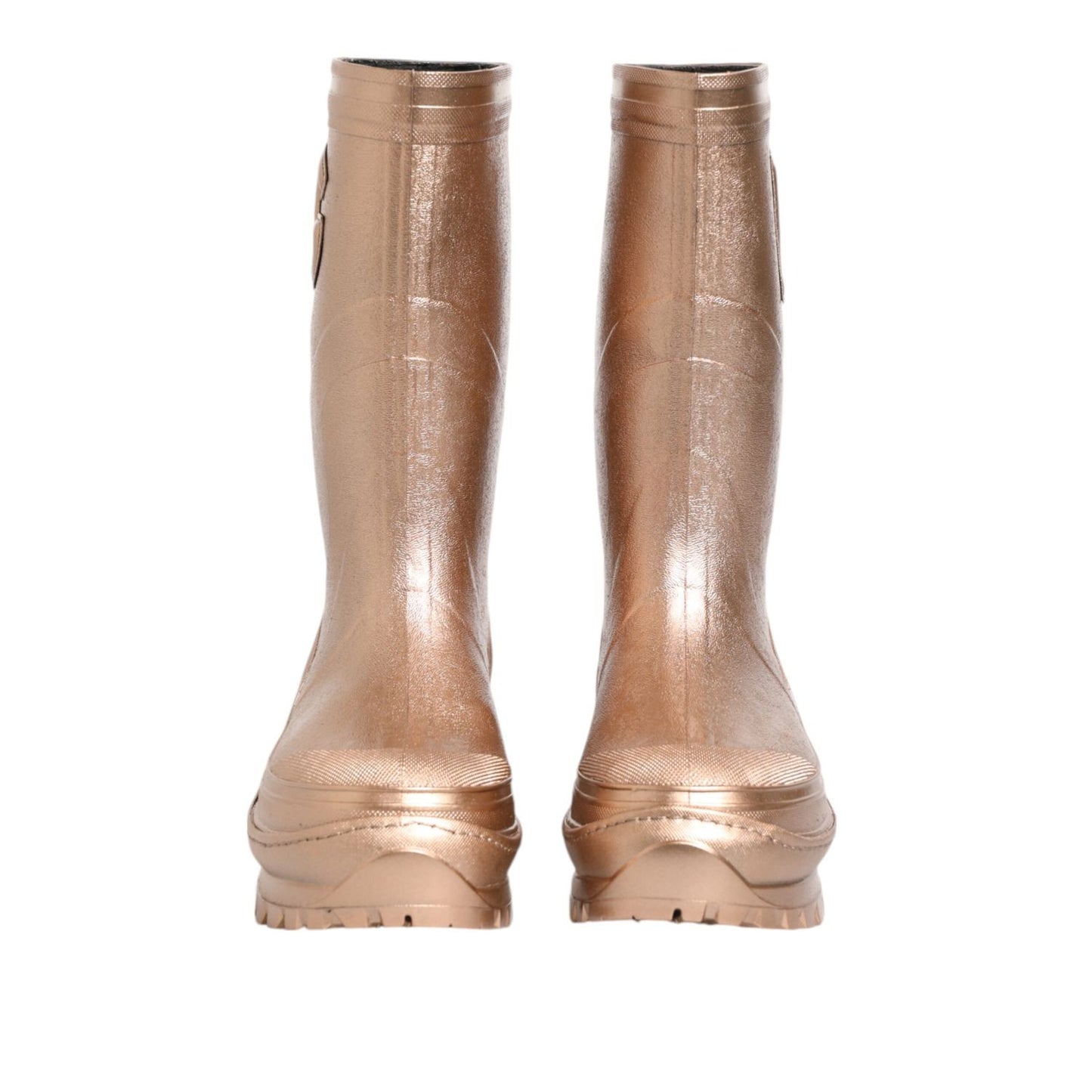 Dolce & Gabbana Rose Gold Rubber Pull On Rain Boots Shoes