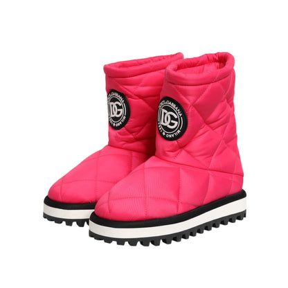 Dolce & Gabbana Pink White Viscose Padded Mid Calf Boots Shoes