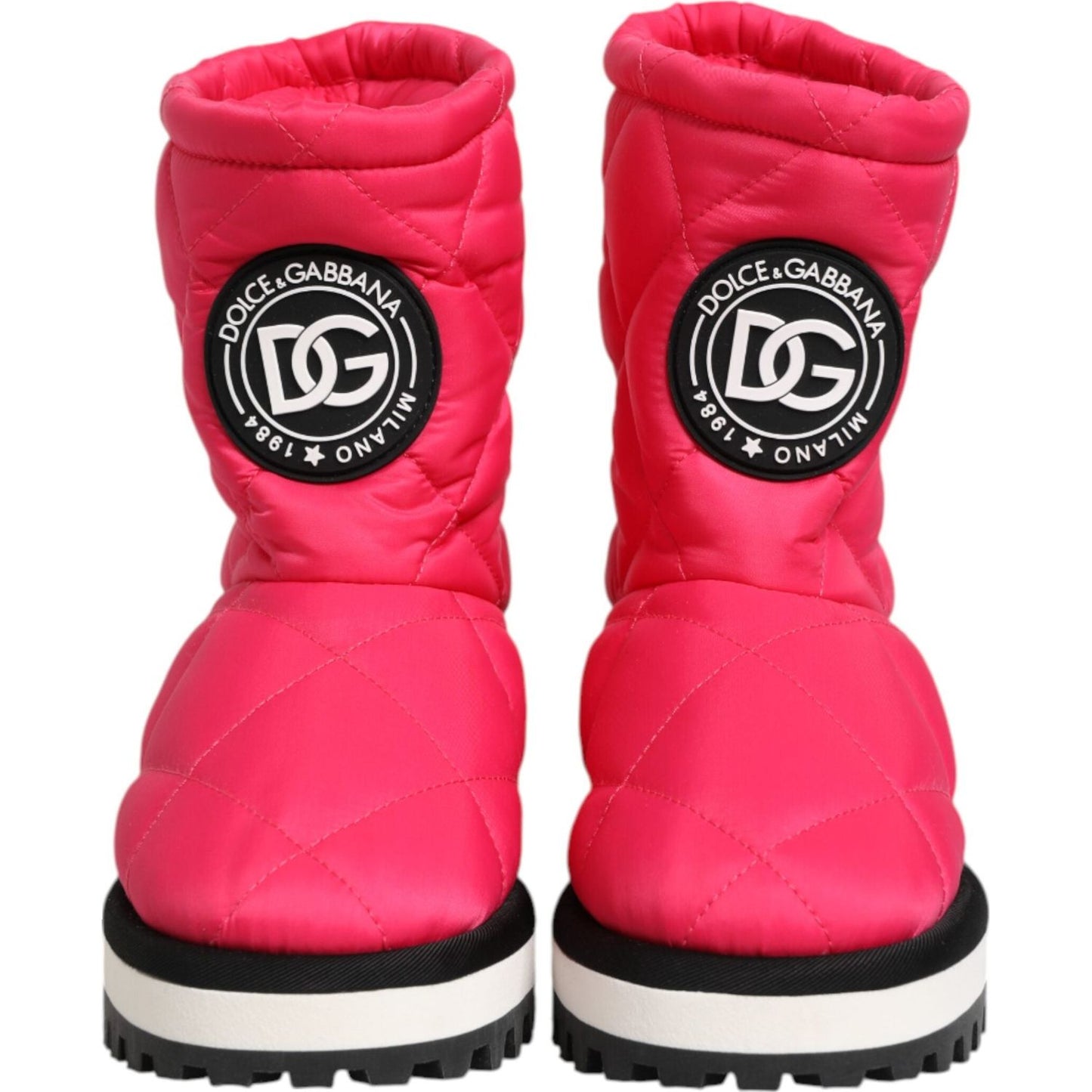 Dolce & Gabbana Pink White Viscose Padded Mid Calf Boots Shoes