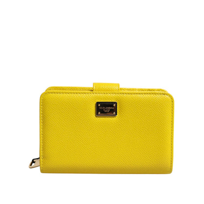 Dolce & Gabbana Yellow Leather Bifold Continental Clutch Wallet