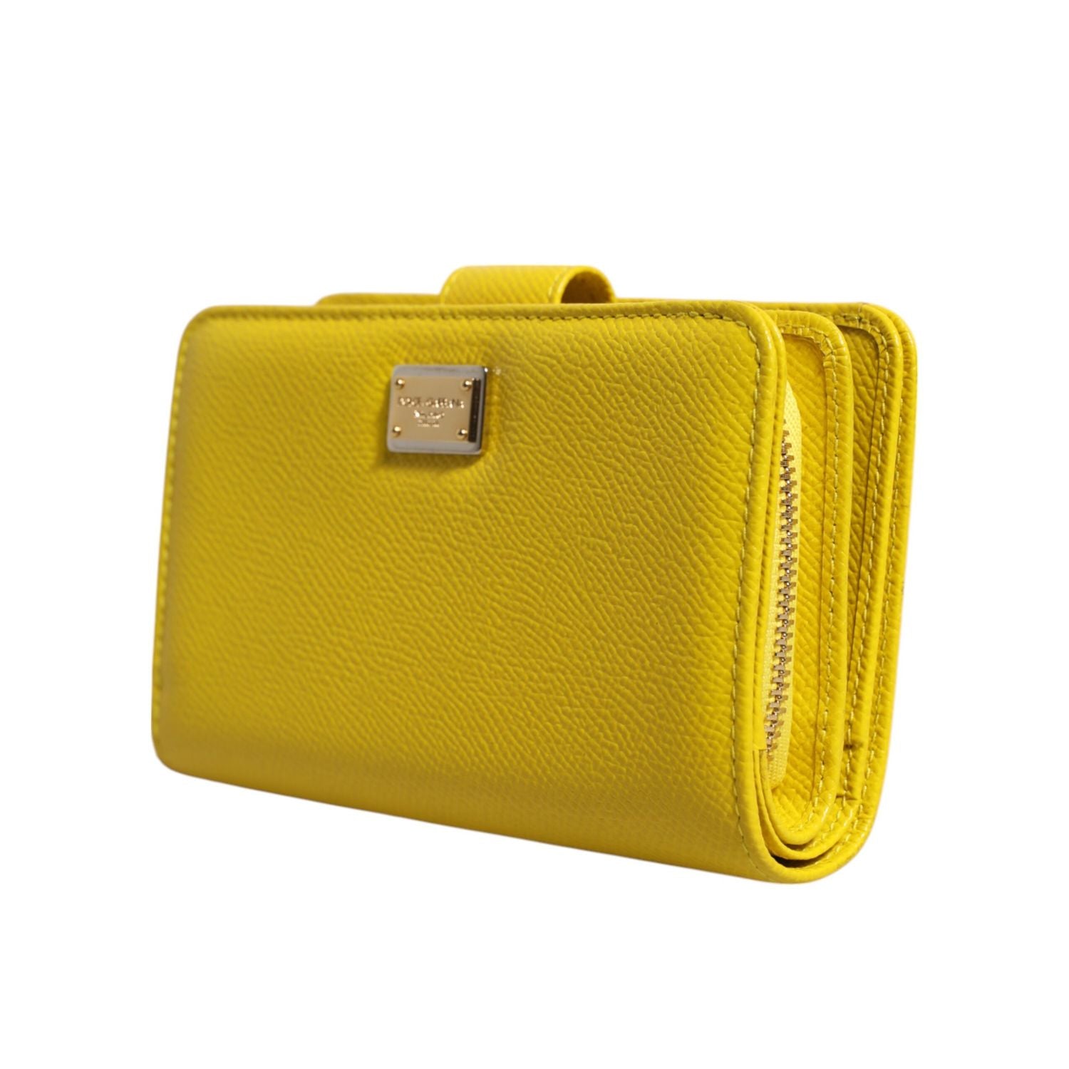 Dolce & Gabbana Yellow Leather Bifold Continental Clutch Wallet