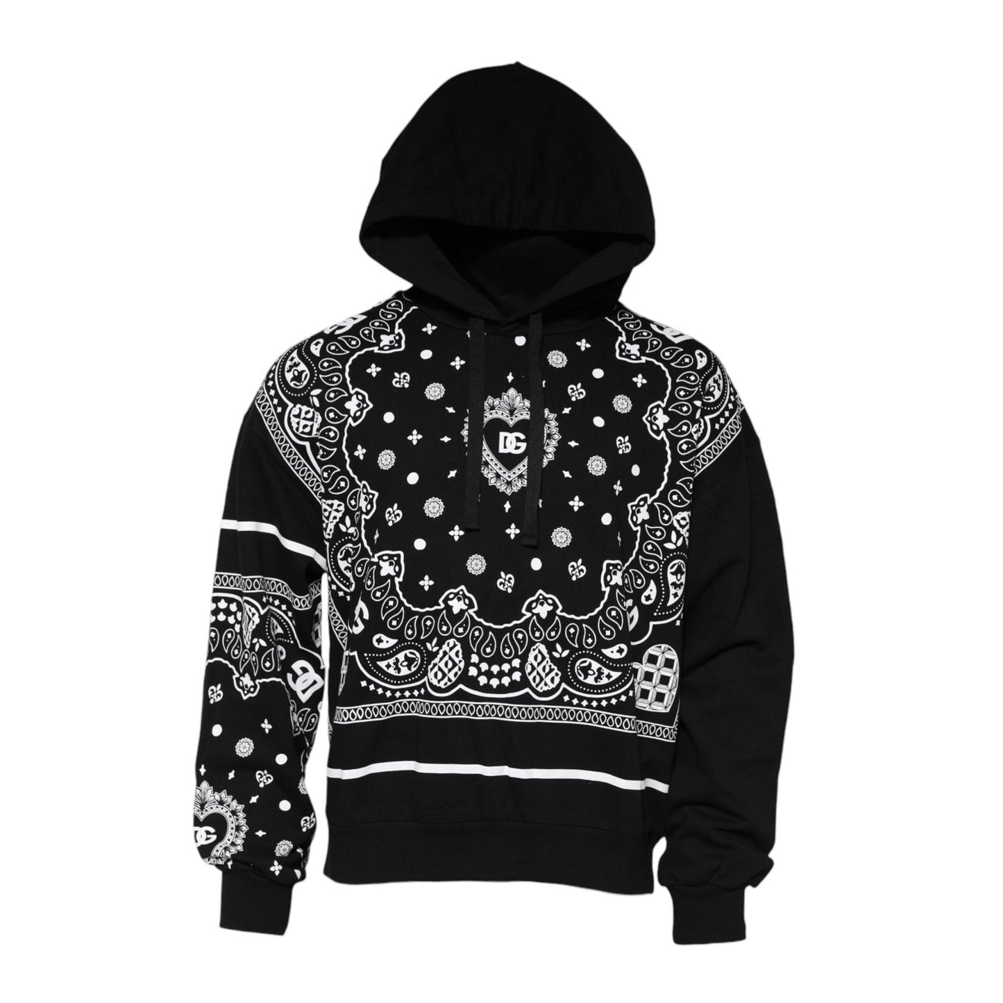 Dolce & Gabbana Black Bandana Hooded Men Sweatshirt Sweater Dolce & Gabbana