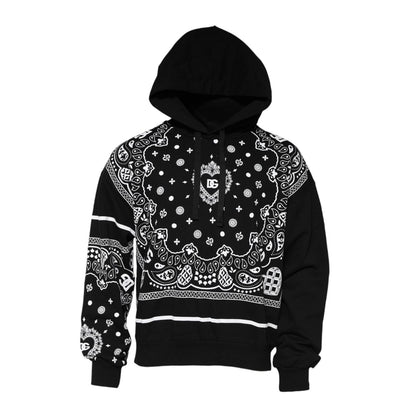 Dolce & Gabbana Black Bandana Hooded Men Sweatshirt Sweater Dolce & Gabbana