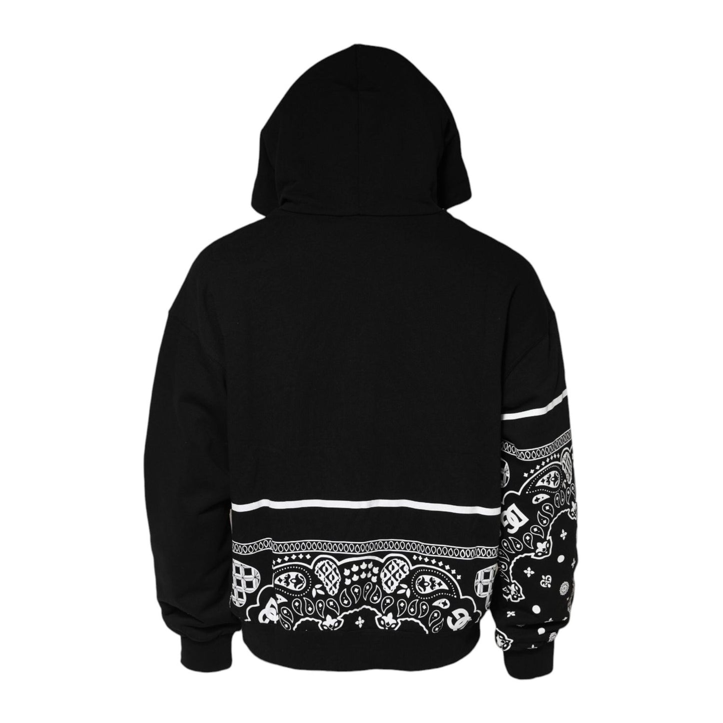 Dolce & Gabbana Black Bandana Hooded Men Sweatshirt Sweater Dolce & Gabbana
