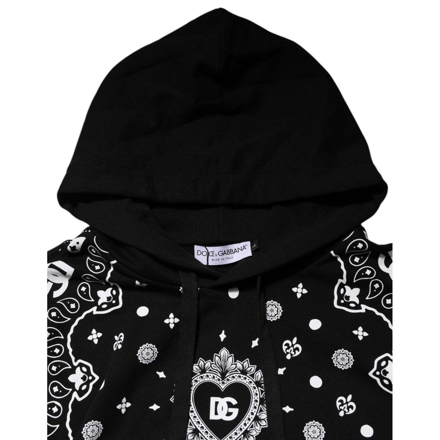 Dolce & Gabbana Black Bandana Hooded Men Sweatshirt Sweater Dolce & Gabbana