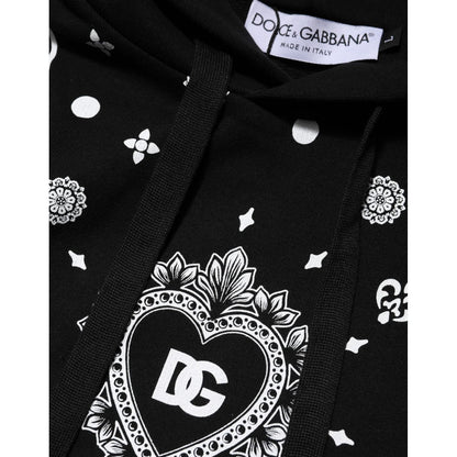 Dolce & Gabbana Black Bandana Hooded Men Sweatshirt Sweater Dolce & Gabbana