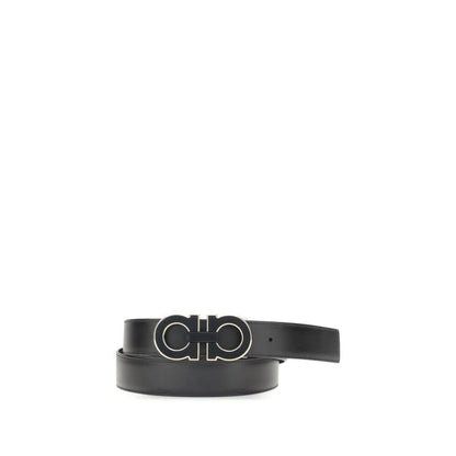 Ferragamo Black Calf Leather Bos Taurus Regular Belt